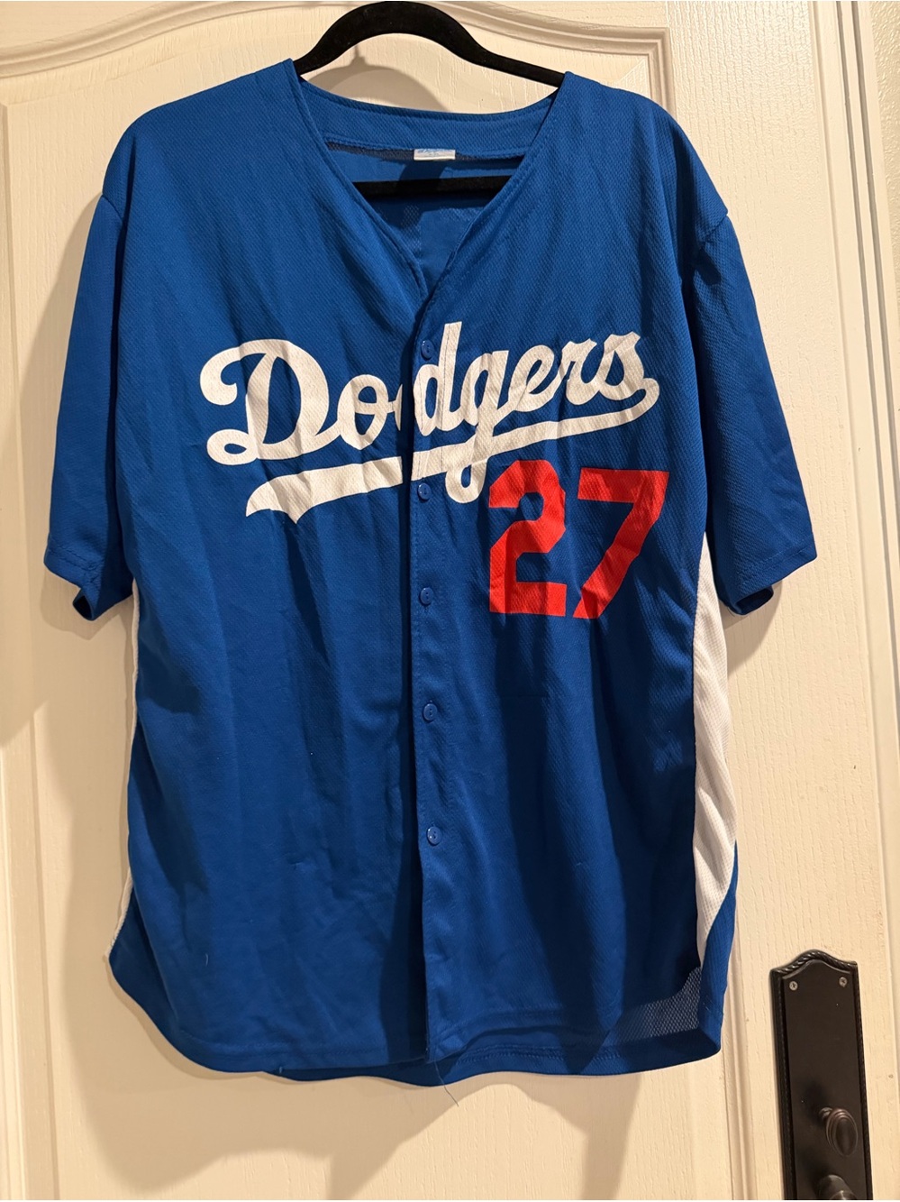 Los Angeles Dodgers Blue Button-Front Jersey Shirt - #27
